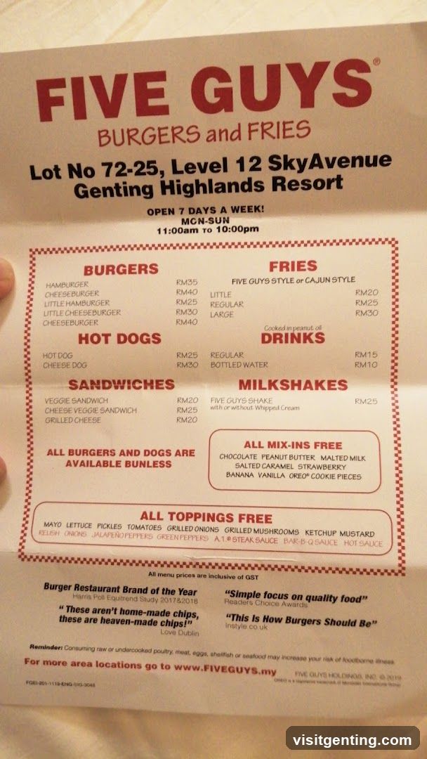 Five Guys Menu