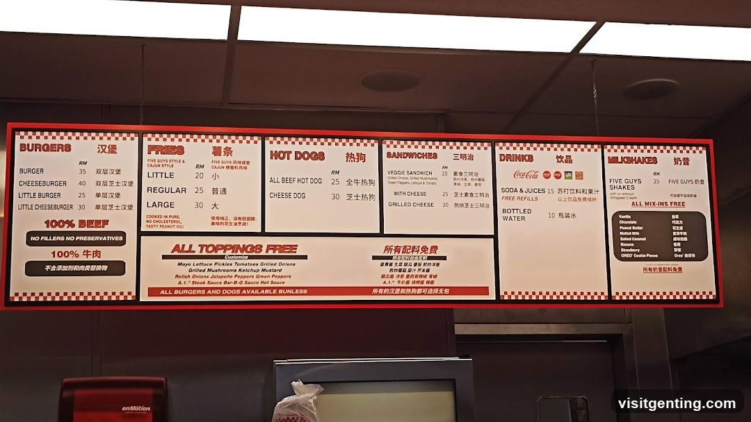Five Guys Menu Board