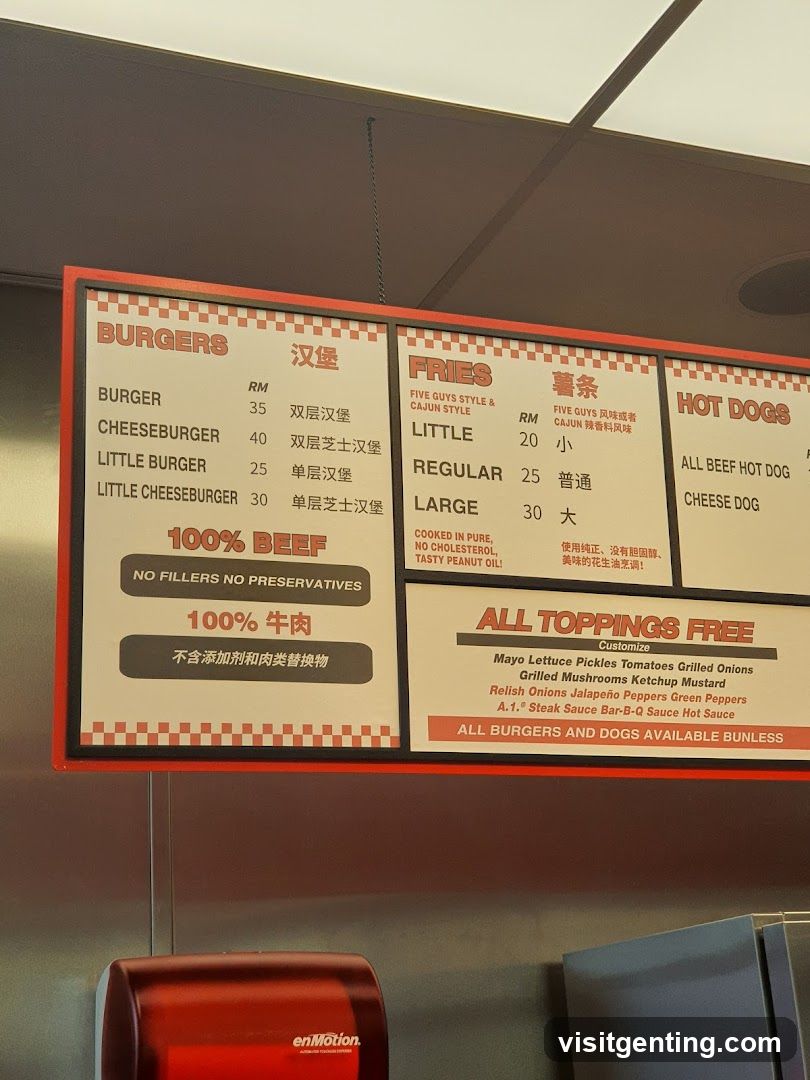 Five Guys Style & Cajun Style Menu Board