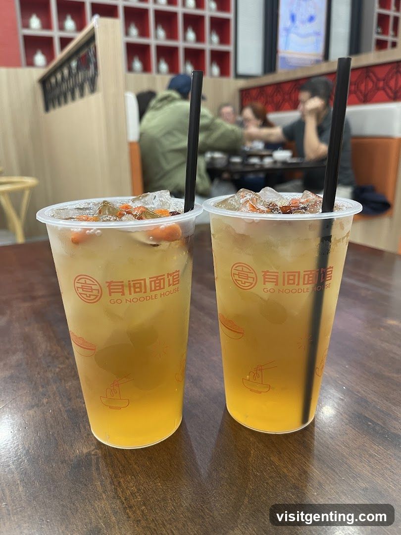 Two iced beverages at Go Noodle House