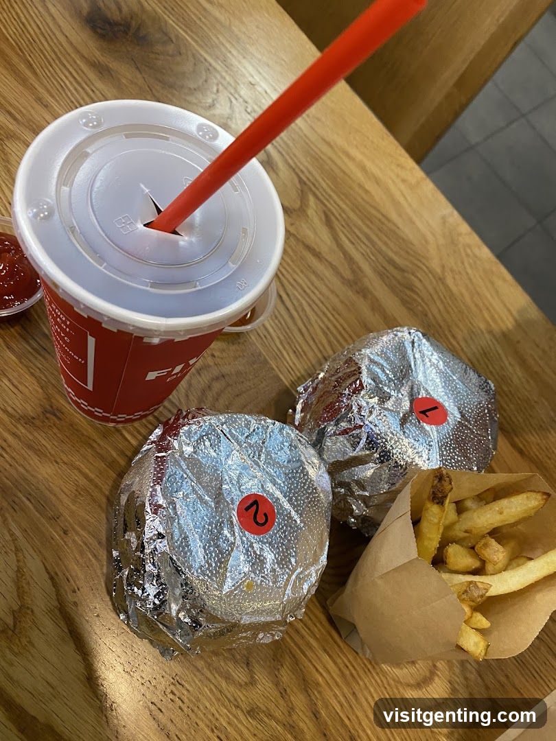 Fast Food Meal on Wooden Table