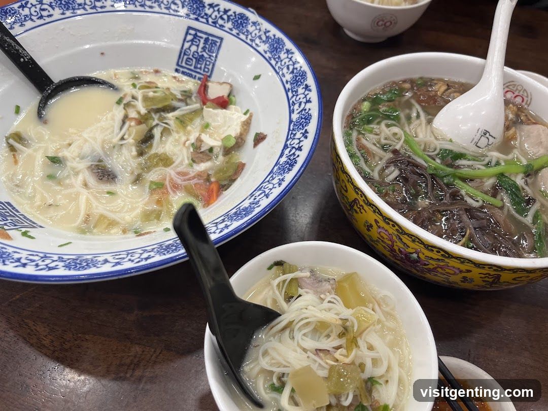 Table with noodle dishes