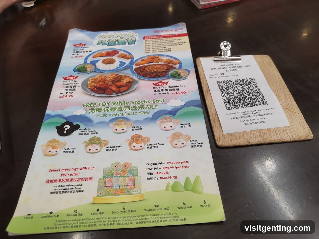 Tabletop with Menu and QR Code Stand