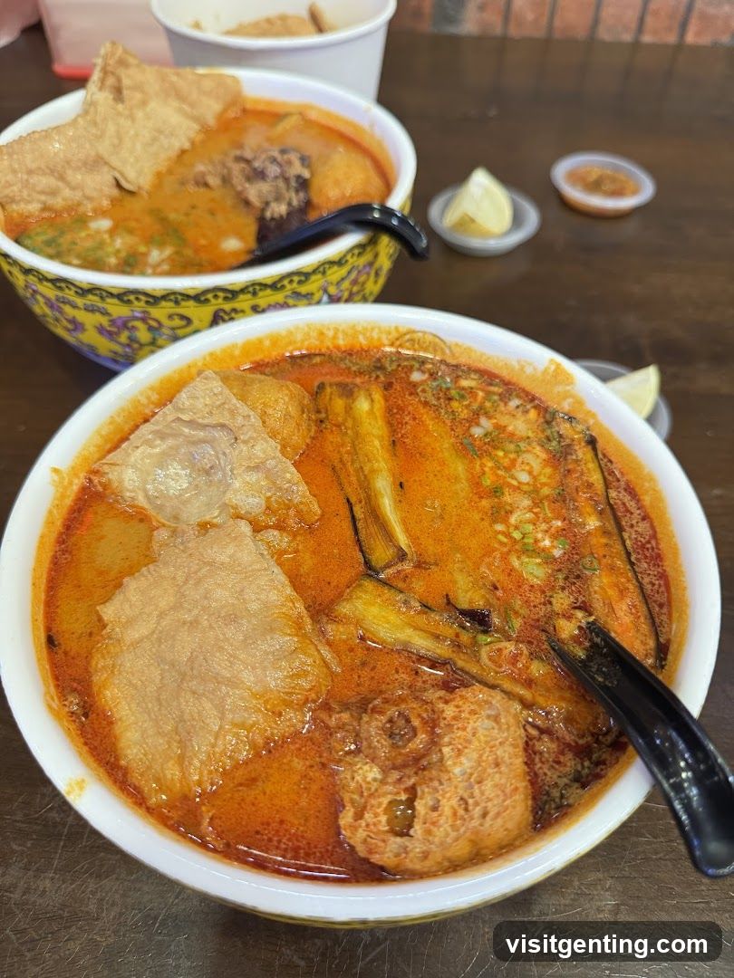 Laksa bowls on wooden table