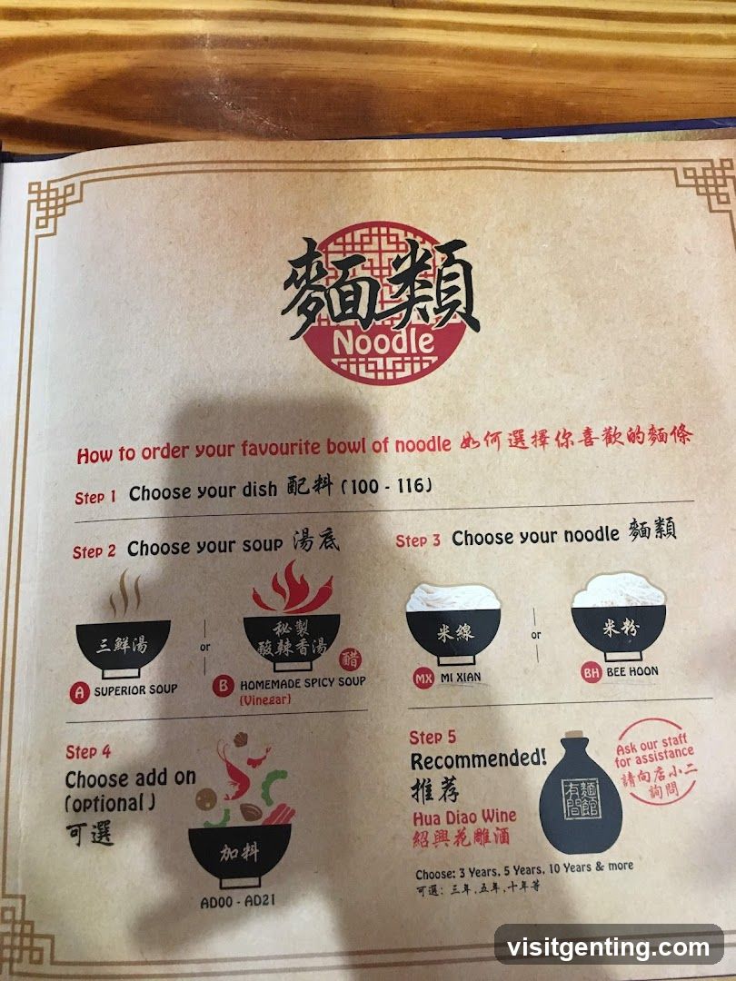 Noodle Menu Instructions