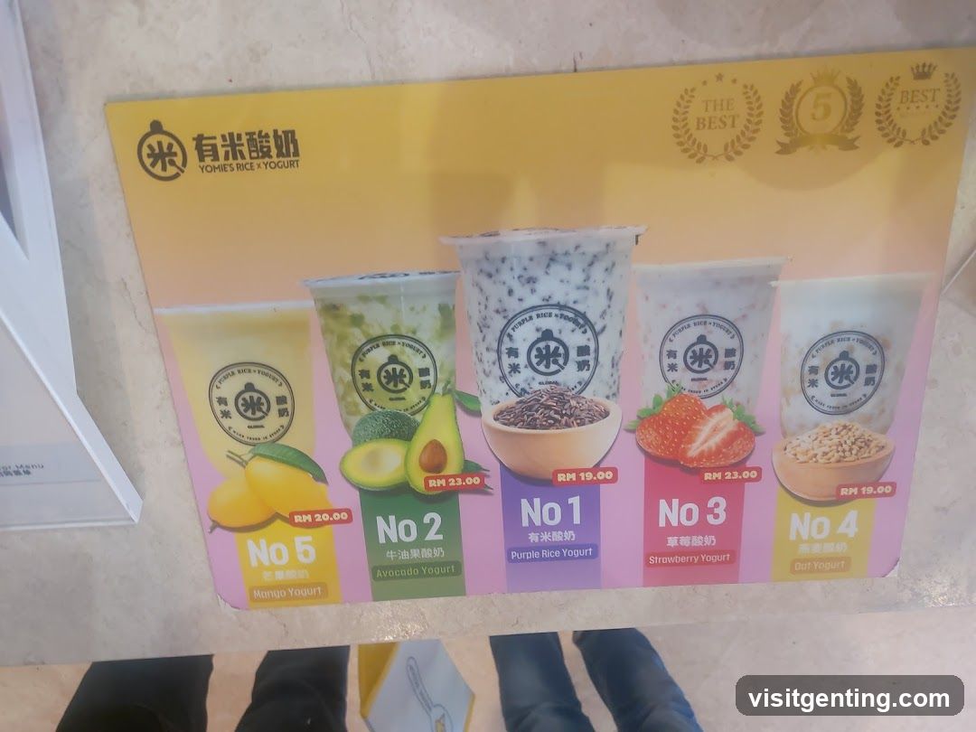 Yomie's Rice Yogurt Menu Board