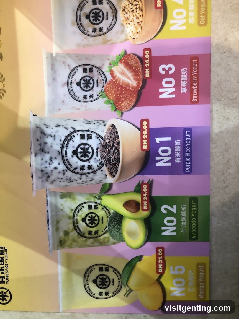 Yohie's Rice Yogurt Menu Display