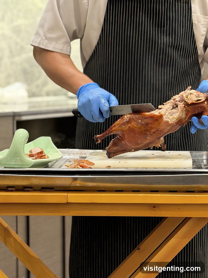 Chef preparing roasted duck
