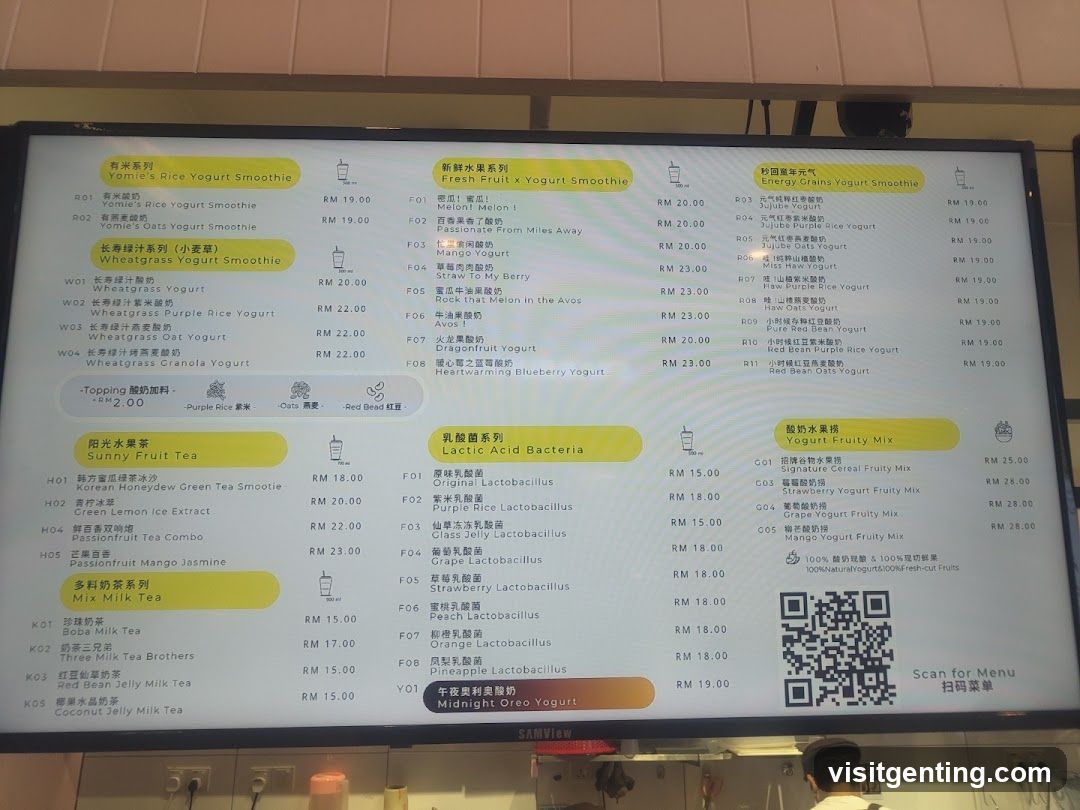 Yomi's Yogurt Smoothie Menu