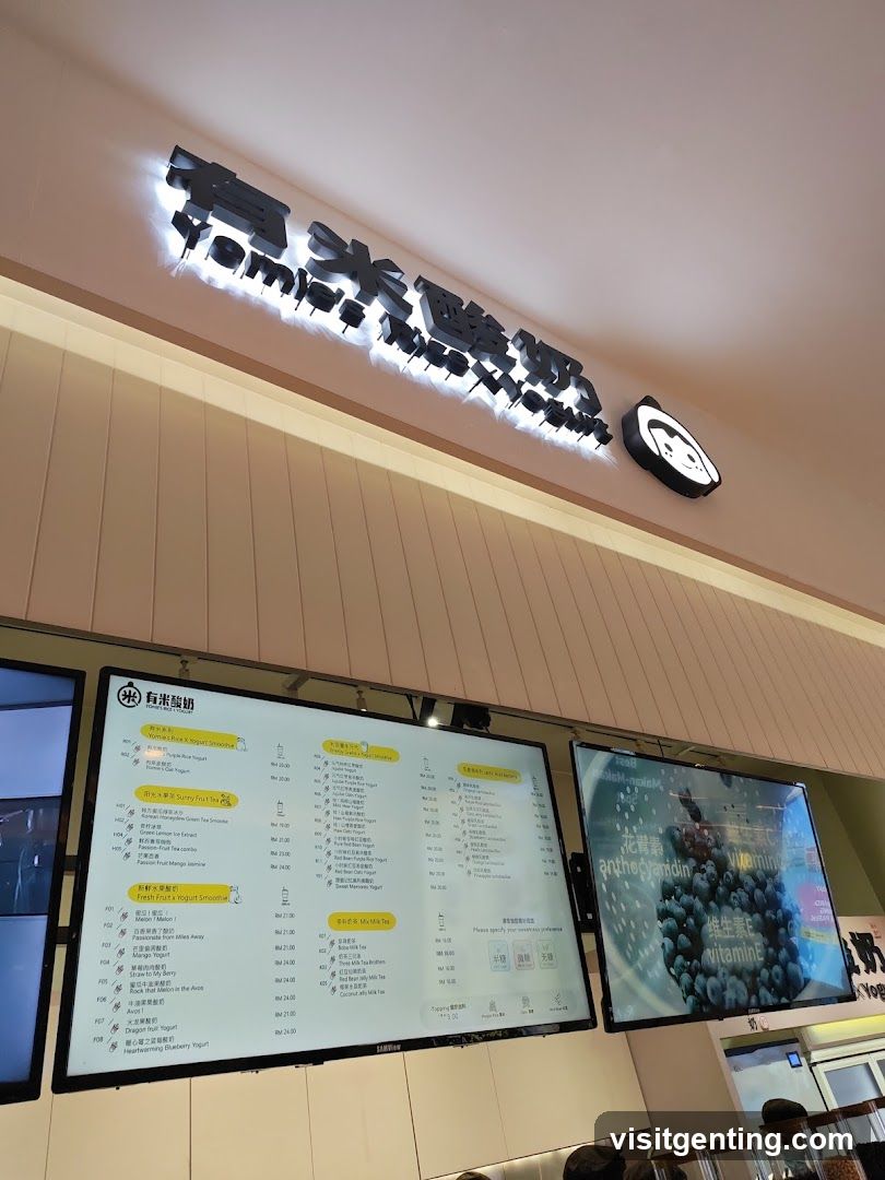 Yomi's Yogurt Smoothie Menu Display