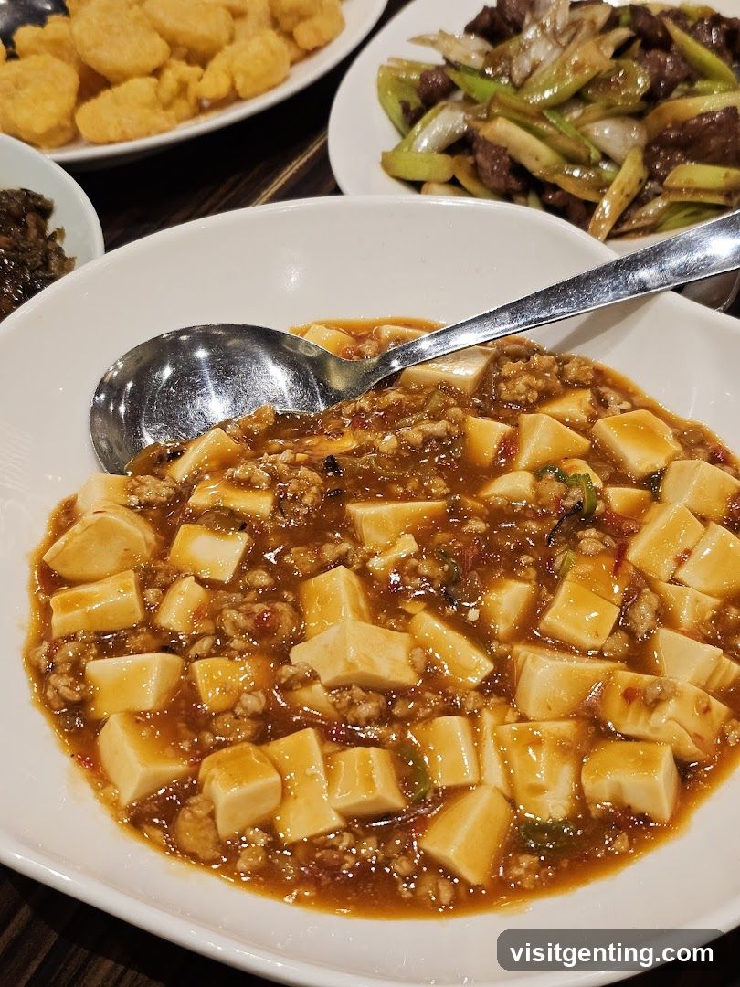 Dish of Mapo Tofu with accompanying dishes