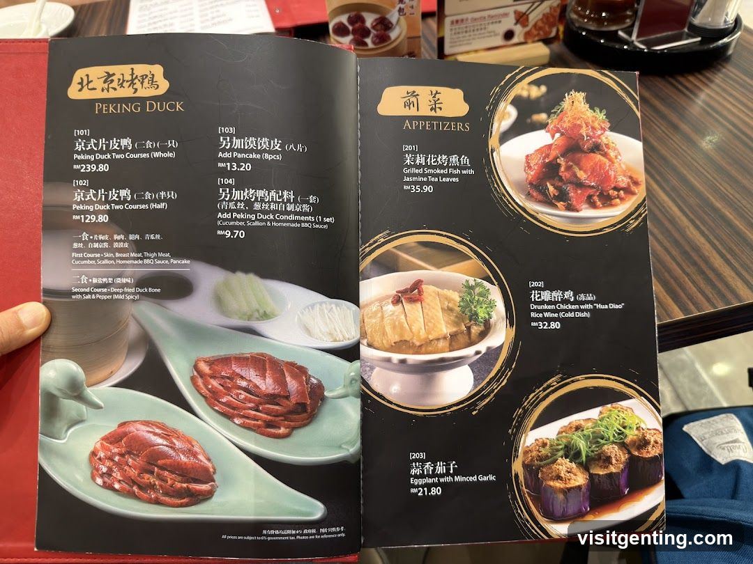 Peking Duck Menu Page