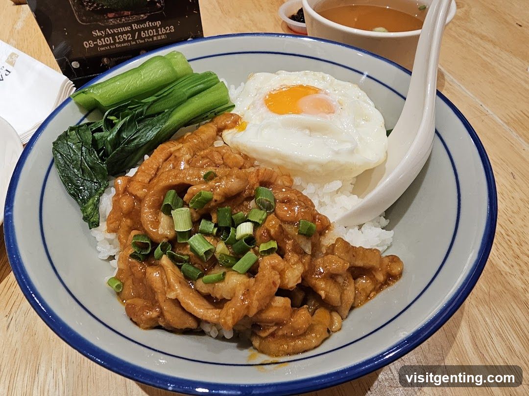 Bowl of Rice with Meat, Egg, and Vegetables