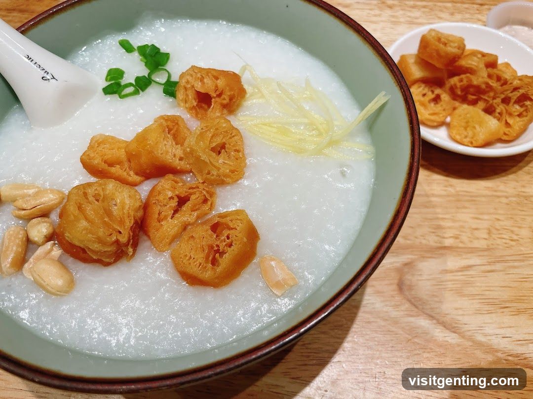 Bowl of congee with toppings