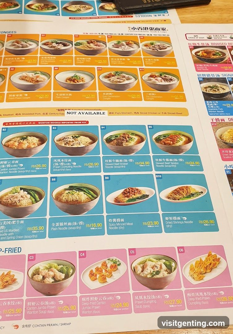 Cantonese Noodle Menu