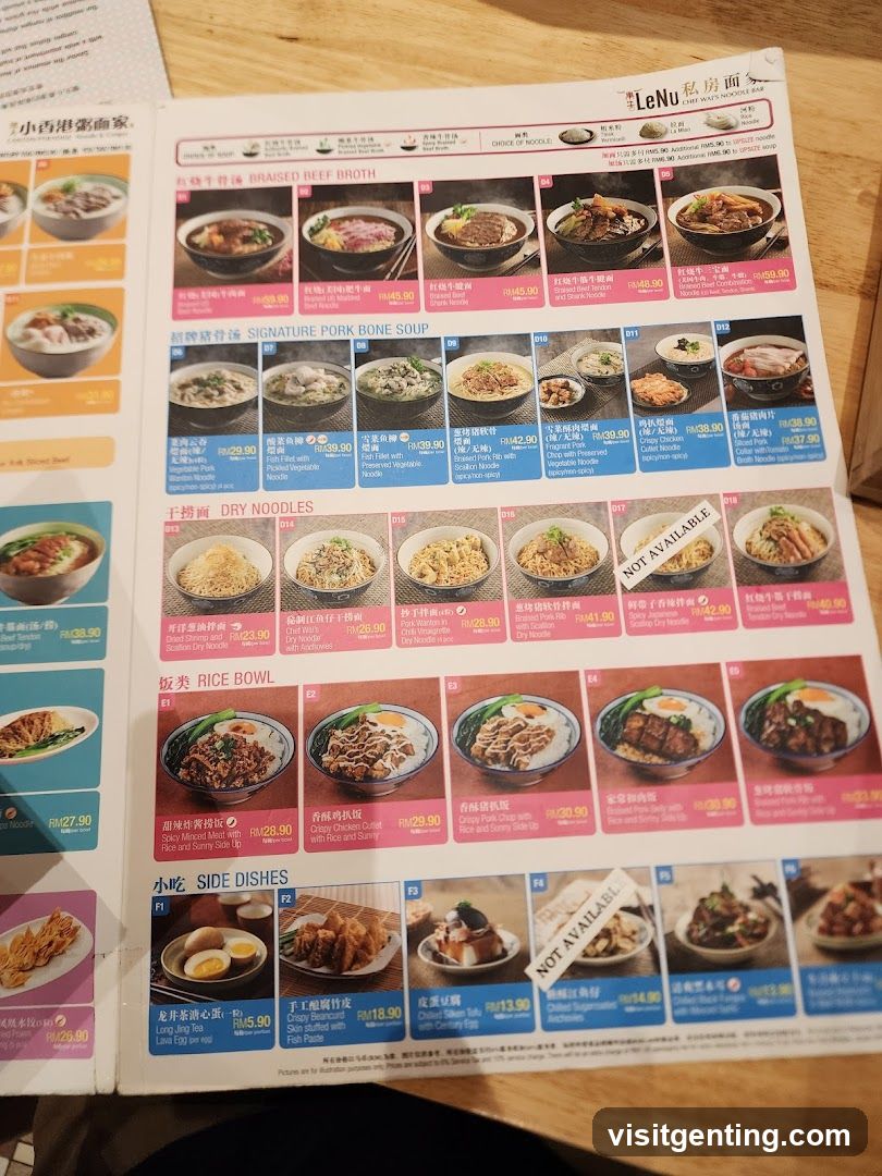 LeNu Hui Way's Noodle Bar Menu