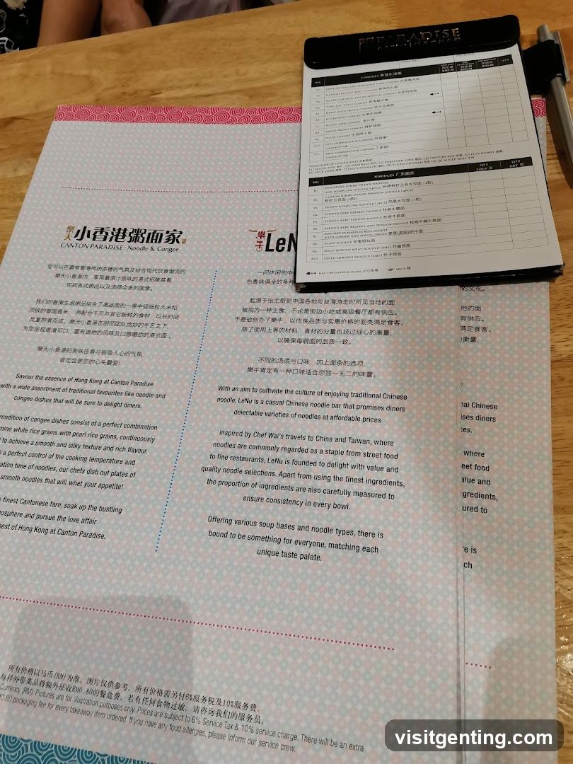 Restaurant Menu and Order Form