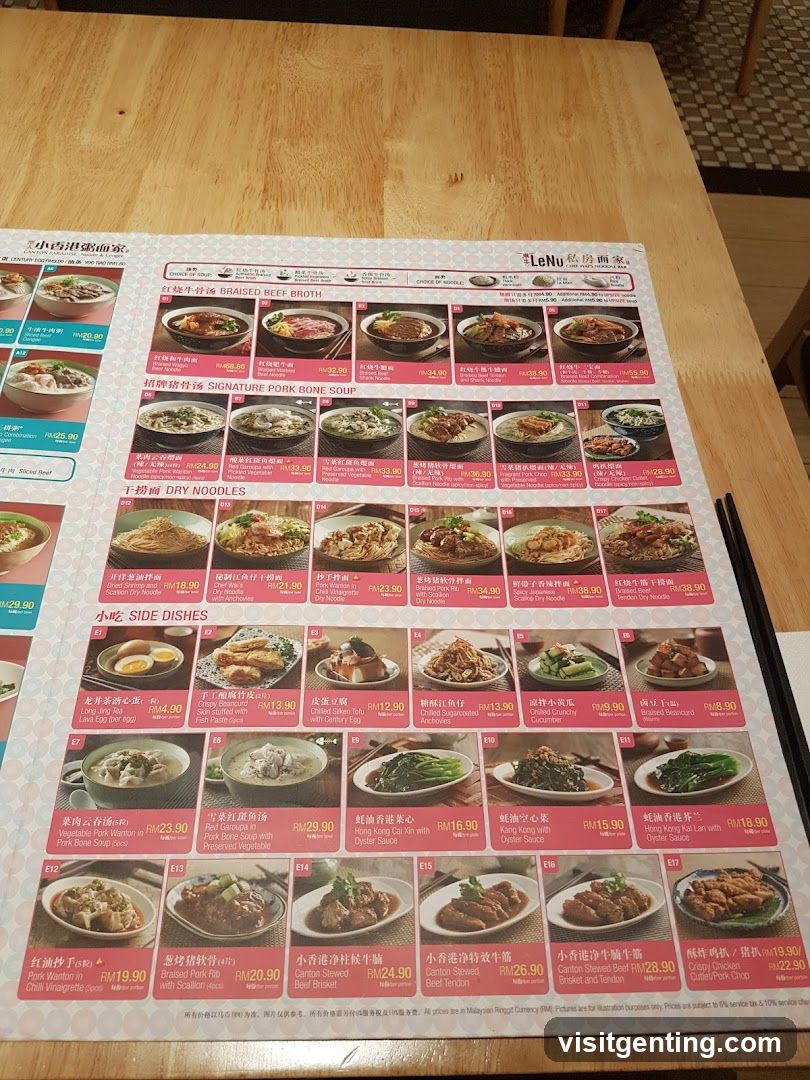 LeNu Noodle House Menu