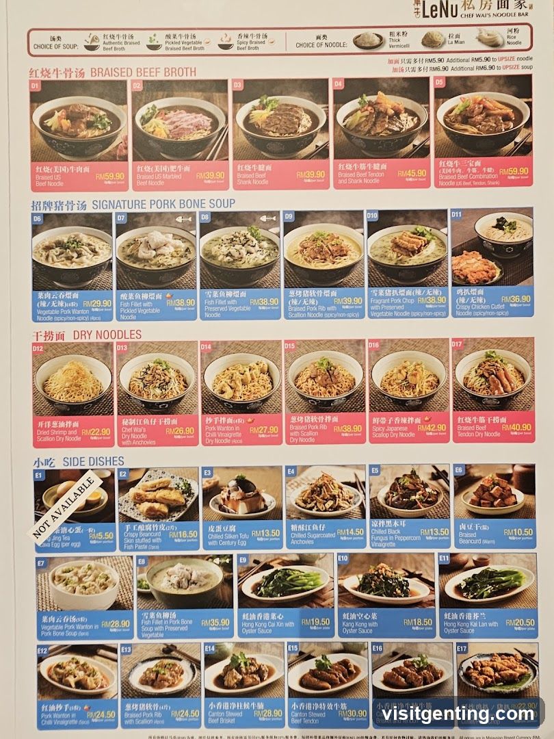 LeNu Private Noodle Bar Menu