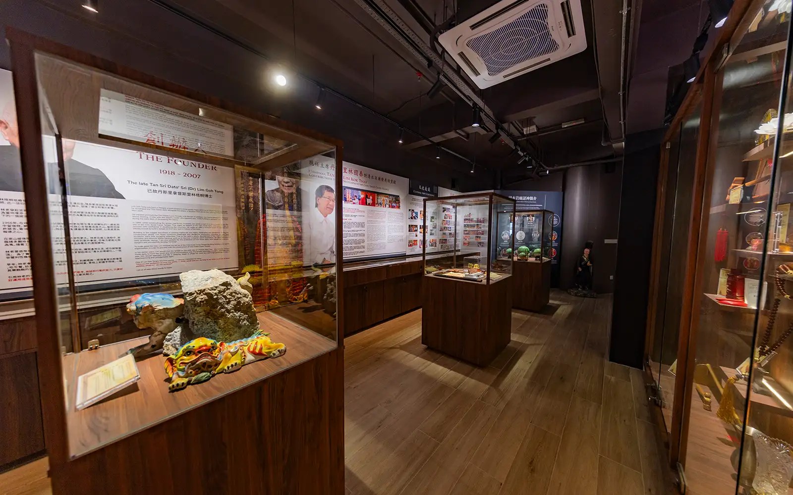 Chin Swee Caves Temple Galleria displays on the Sky Terrace, including founder exhibits