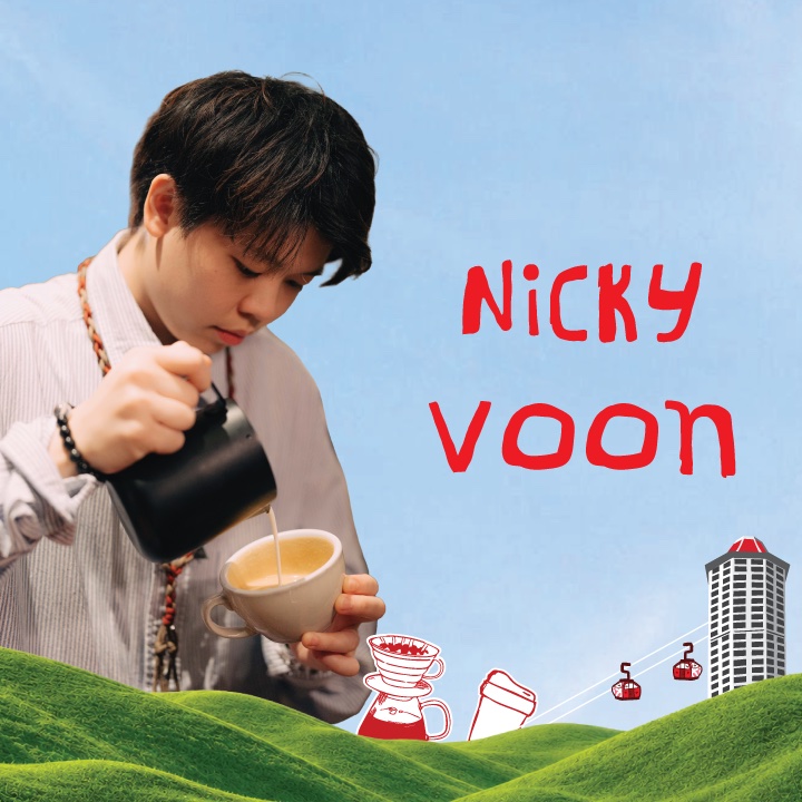 Nicky Voon pouring latte art at Coffee in the Clouds 2026, Resorts World Awana