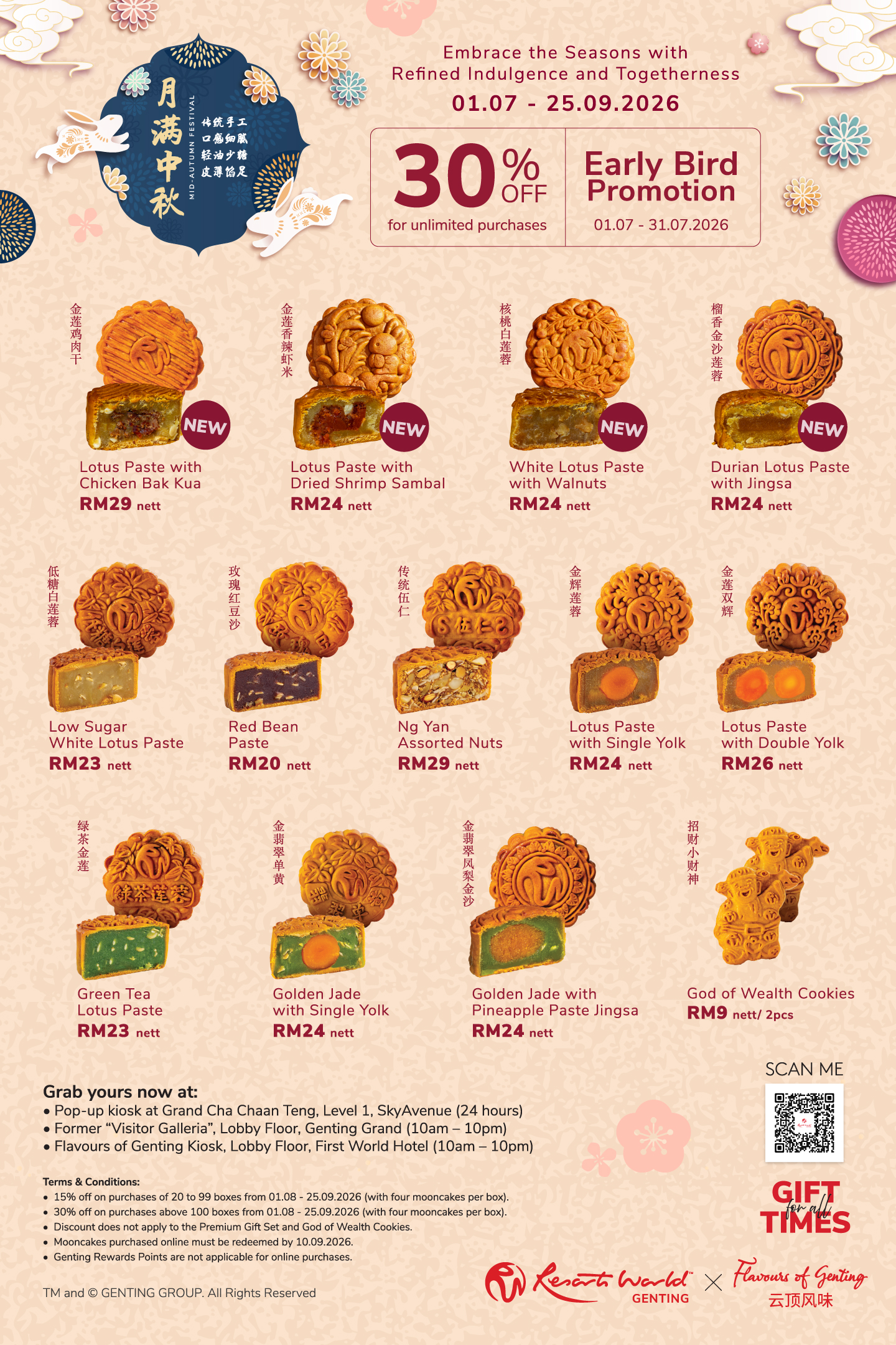Flavours of Genting mooncake flavours and premium gift box collection for Mid-Autumn Festival 2026