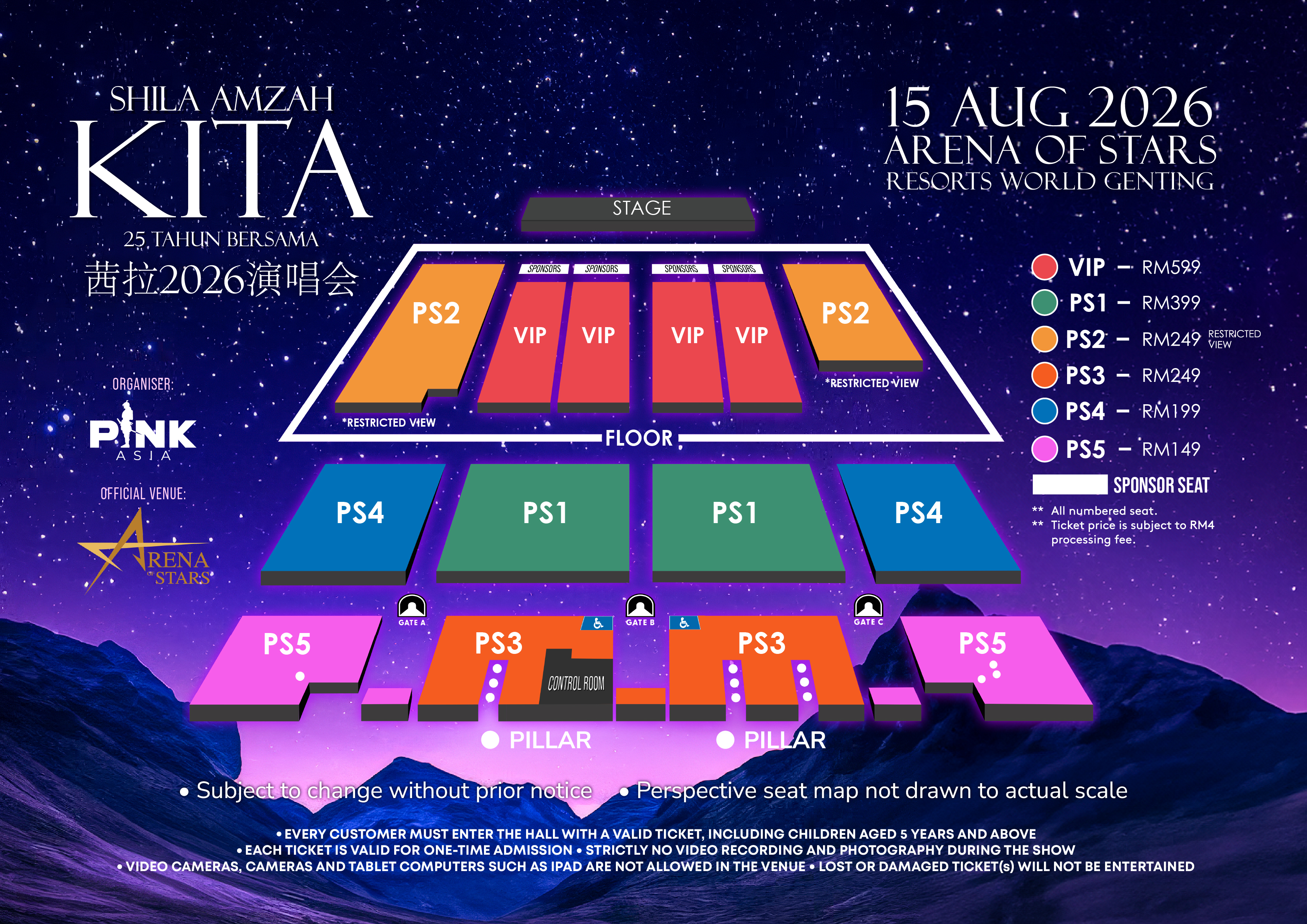 Shila Amzah KITA 2026 concert seating floorplan at Arena of Stars Resorts World Genting