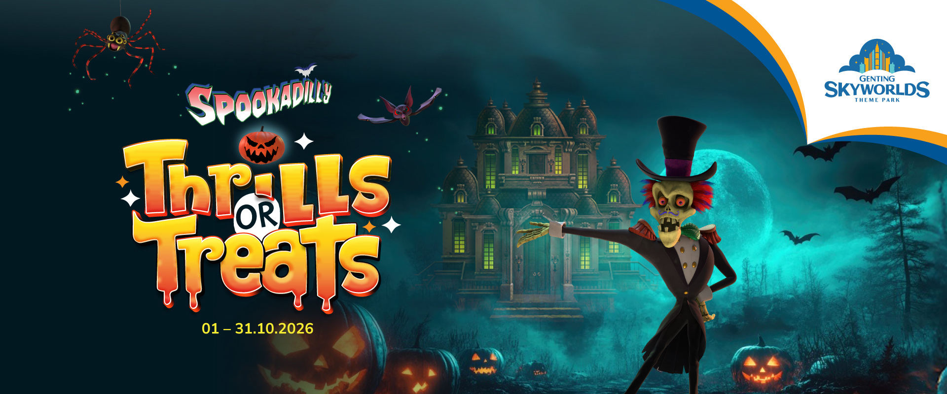 Spookadilly Thrills or Treats 2026 di SkyWorlds, 1 to 31 Oktober, ikut tiket taman